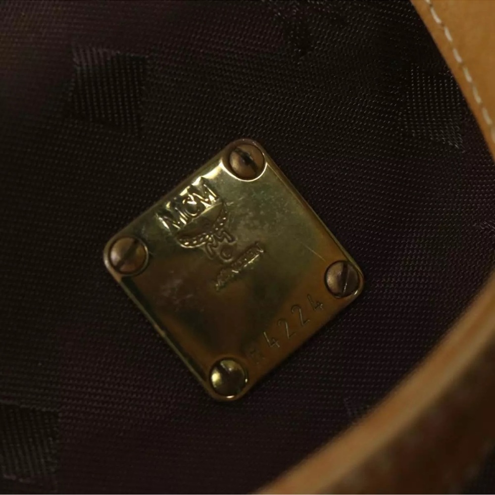 MCM Brown and Tan Satchel with Gold Hardware - Picture 10 of 16